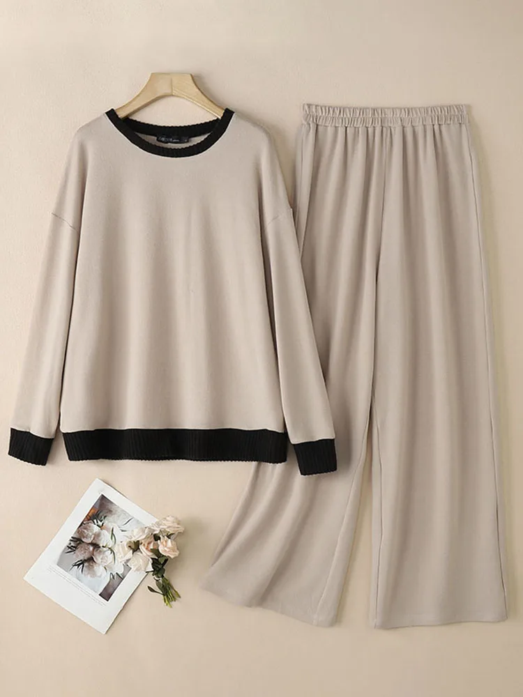 ZANZEA Spring Long Sleeve Hoodies Loungewear Suits Women Contrast-Color Terry Casual Loose 2pcs Outfits Wide Leg Pants Pant Sets
ZANZEA Spring Long Sleeve Hoodies Loungewear Suits Women Contrast-Color Terry Casual Loose 2pcs Outfits Wide Leg Pants Pant Sets
