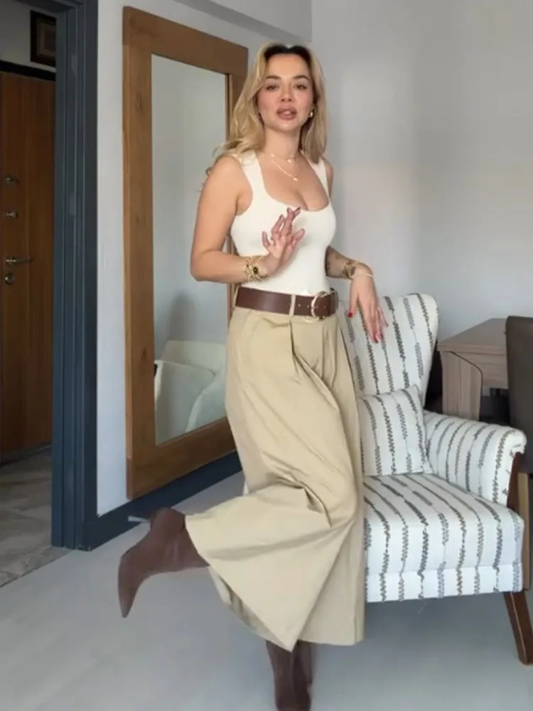 HH Fashion Female Casual Side Zipper Street Style Pants 2026 Women Loose Pleated Belt Decoration Solid Wide Leg Pants Mujer
HH Fashion Female Casual Side Zipper Street Style Pants 2026 Women Loose Pleated Belt Decoration Solid Wide Leg Pants Mujer