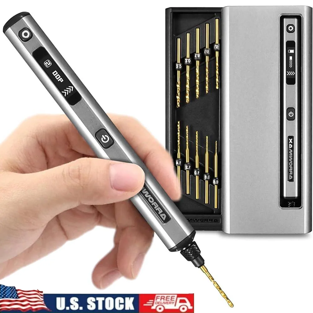 Electric Mini Drill Pen 5-Speed Precision Craft Tool with 10 Titanium Drill Bits LED OLED Display Home Workshop DIY Projects
Electric Mini Drill Pen 5-Speed Precision Craft Tool with 10 Titanium Drill Bits LED OLED Display Home Workshop DIY Projects