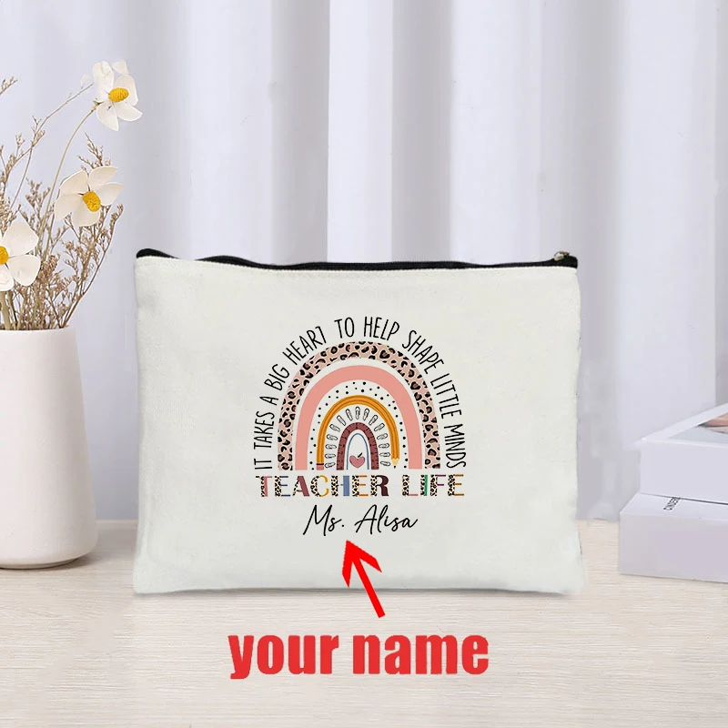 Personalized Teacher Rainbow Makeup Bag Custom Teacher Name Pencil Case Teacher Appreciation Gifts Back To School Cosmetic Kit
Personalized Teacher Rainbow Makeup Bag Custom Teacher Name Pencil Case Teacher Appreciation Gifts Back To School Cosmetic Kit