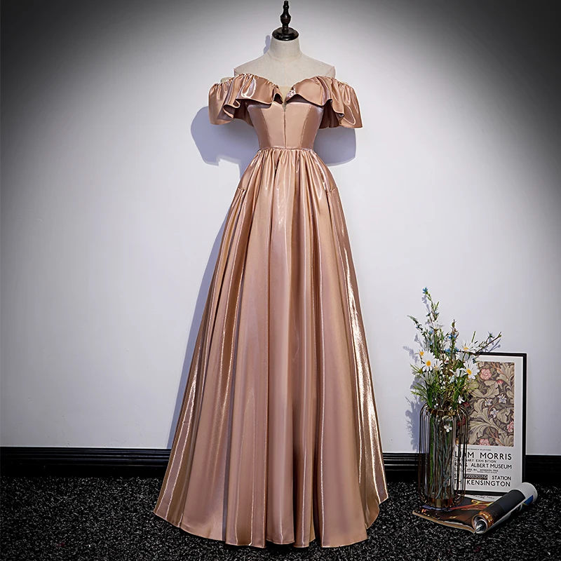 Evening Dress Simple Elegant Boat Neck Pleat Floor Length A-Line Ruffles Short Sleeves New Plus Size Women party Dresses B2407
Evening Dress Simple Elegant Boat Neck Pleat Floor Length A-Line Ruffles Short Sleeves New Plus Size Women party Dresses B2407