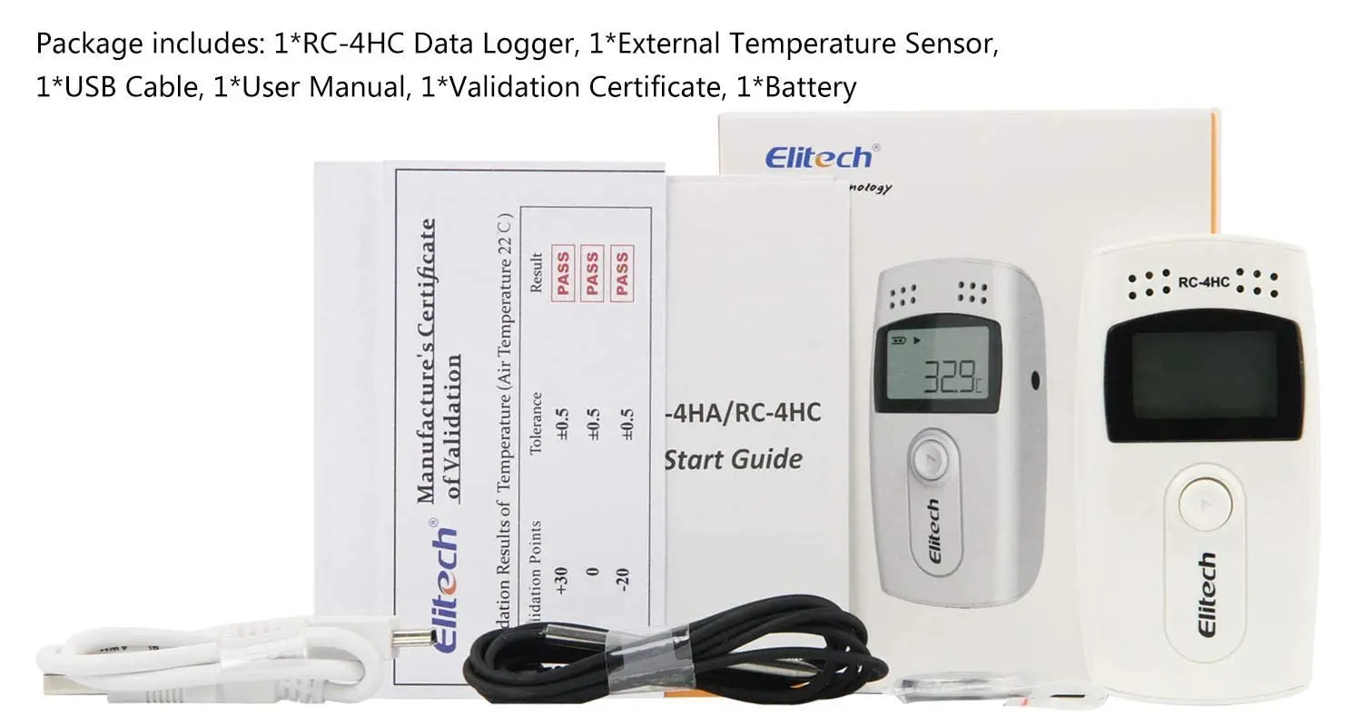Elitech RC-4HC USB Temperature and Humidity Data Logger 16000 Points Record Capacity
Elitech RC-4HC USB Temperature and Humidity Data Logger 16000 Points Record Capacity