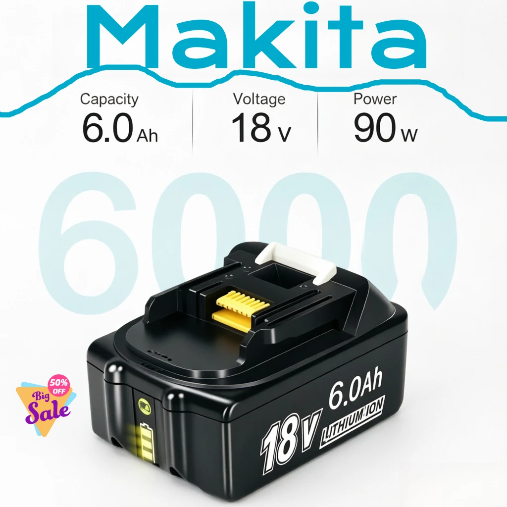 2026Original Makita 6Ah for Makita 18V Battery BL1830B BL1850B BL1850 BL1840 BL1860 BL1815 Replacement Lithium Battery
2026Original Makita 6Ah for Makita 18V Battery BL1830B BL1850B BL1850 BL1840 BL1860 BL1815 Replacement Lithium Battery