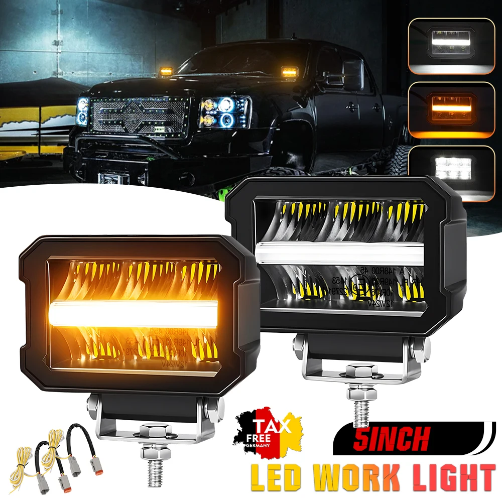 CO LIGHT 4.5 inch LED Work Light Driving Fog Lamp 120W White DRL&Amber Turn Signal Light with Wire Harness for Offroad Truck SUV
CO LIGHT 4.5 inch LED Work Light Driving Fog Lamp 120W White DRL&Amber Turn Signal Light with Wire Harness for Offroad Truck SUV