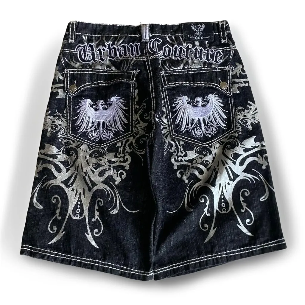 American Y2K Printing Men Denim Shorts Retro Gothic Pattern Embroidery Loose Unisex Shorts Korean Casual Fashion Couple Shorts
American Y2K Printing Men Denim Shorts Retro Gothic Pattern Embroidery Loose Unisex Shorts Korean Casual Fashion Couple Shorts