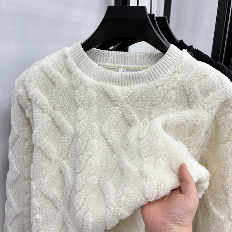 Men's Fleece-Lined Autumn Winter Long Sleeves T-Shirt Round Neck Jacquard New Product Hoodie Fashion Trend Men's Clothing Tops
Men's Fleece-Lined Autumn Winter Long Sleeves T-Shirt Round Neck Jacquard New Product Hoodie Fashion Trend Men's Clothing Tops