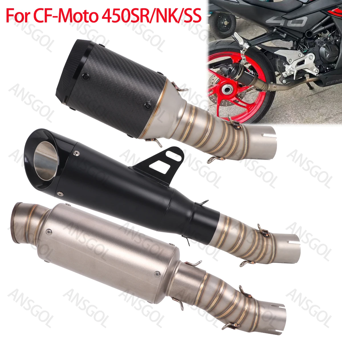Motorcycle Exhaust System Pipe Slip On For CFMOTO 450SR 450NK 450SS Escape Exhaust Modify 51mm Muffler Link Middle Pipe
Motorcycle Exhaust System Pipe Slip On For CFMOTO 450SR 450NK 450SS Escape Exhaust Modify 51mm Muffler Link Middle Pipe