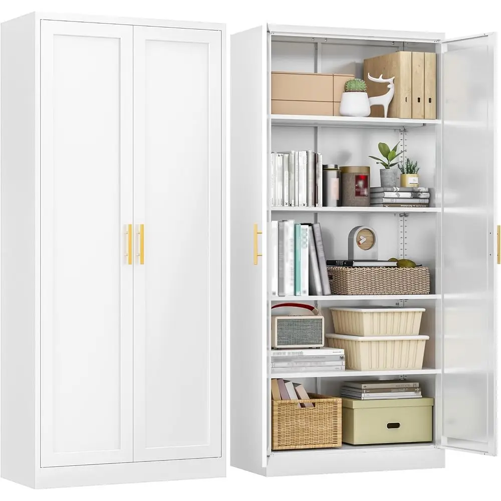 71 Tall Metal Kitchen Pantry Cabinet with 4 Adjustable Shelves for Storage
71 Tall Metal Kitchen Pantry Cabinet with 4 Adjustable Shelves for Storage