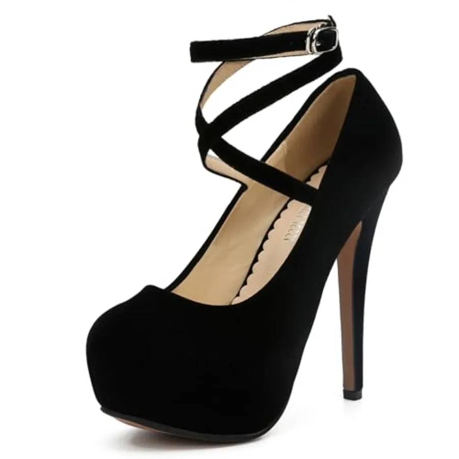Women's Platform High Heel Pumps with Criss Cross Ankle Strap, Closed Toe, Dress Shoes
Women's Platform High Heel Pumps with Criss Cross Ankle Strap, Closed Toe, Dress Shoes