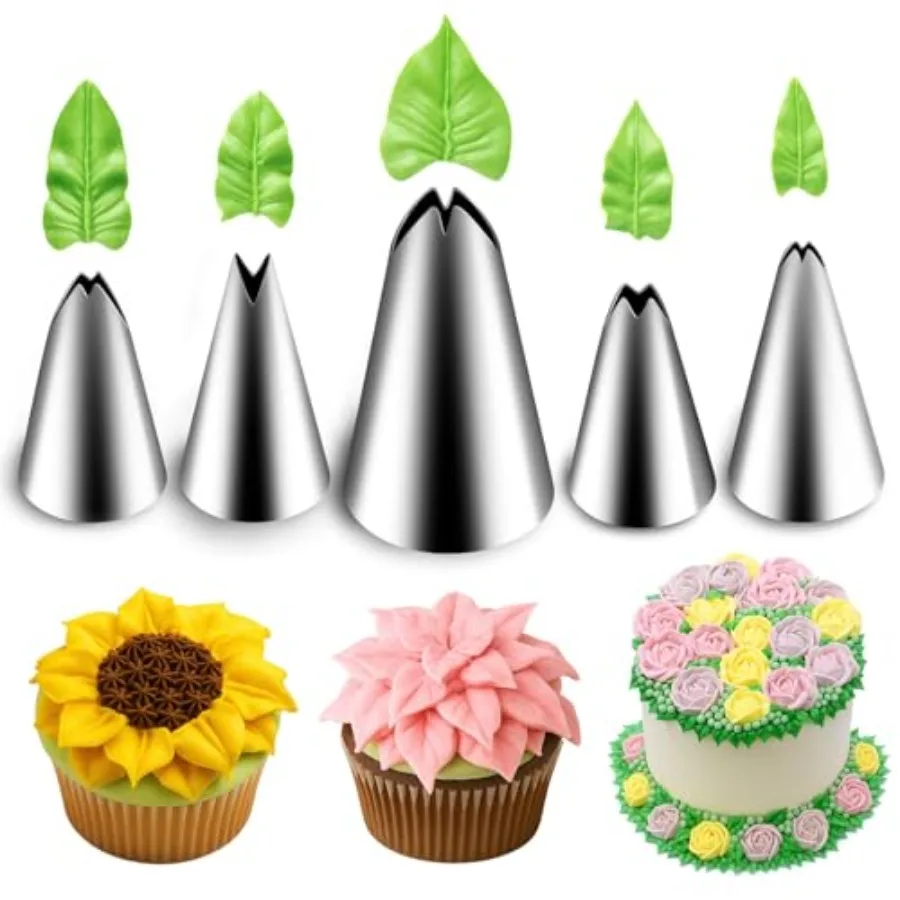 5 Pieces Leaf Piping Tips, Stainless Steel Cake Decorating Tips, Frosting Icing Tips for Cupcakes, Cake, Cookie and Decorating
5 Pieces Leaf Piping Tips, Stainless Steel Cake Decorating Tips, Frosting Icing Tips for Cupcakes, Cake, Cookie and Decorating