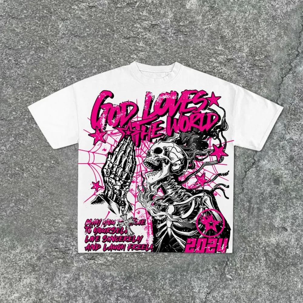 Casual Short Sleeve God Loves The World Graphics 100% Cotton T-Shirt Men Y2K Short Sleeves Oversize Tshirt Streetwear Women Tops
Casual Short Sleeve God Loves The World Graphics 100% Cotton T-Shirt Men Y2K Short Sleeves Oversize Tshirt Streetwear Women Tops