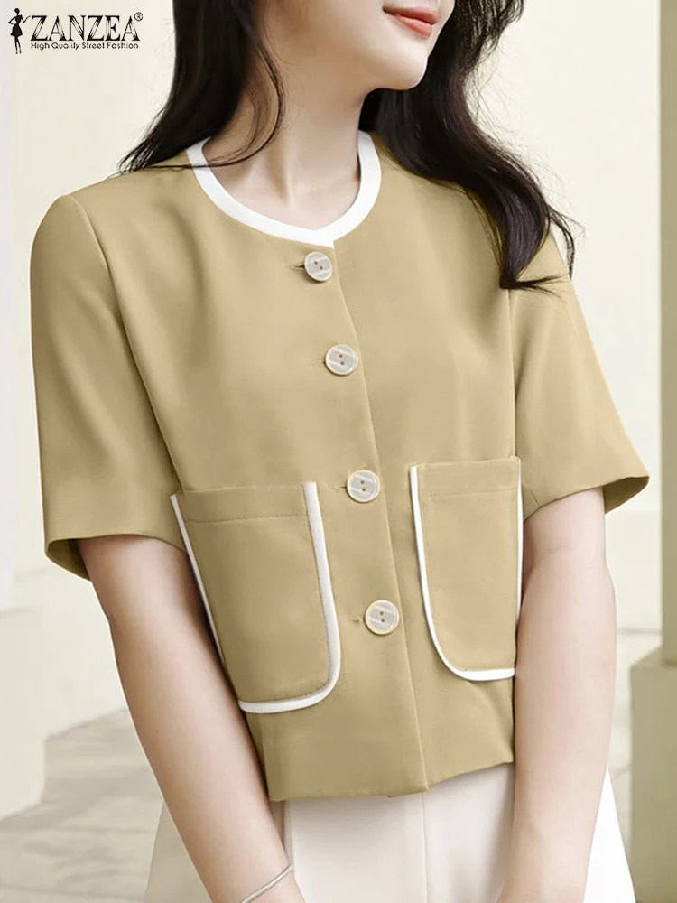 ZANZEA Contrast-Color Trim Women Crop Tops Button Up 2025 Summer Short Sleeve Vintage Short Shirts Casual O-Neck Chemises Femme
ZANZEA Contrast-Color Trim Women Crop Tops Button Up 2025 Summer Short Sleeve Vintage Short Shirts Casual O-Neck Chemises Femme