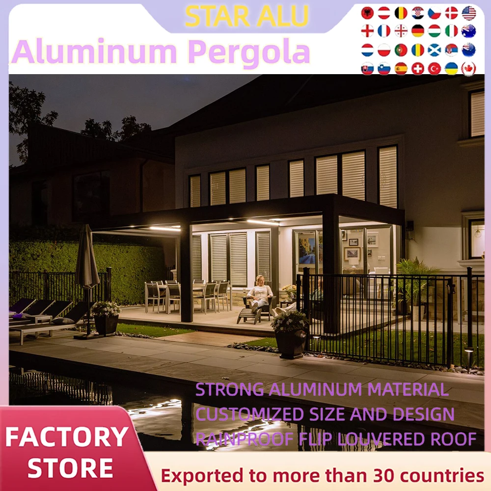 Modern Outdoor Bioclimatic Garden Aluminium Louvered motorisées pergolas gazébo Factory Wholesale With Motorized Screen Set
Modern Outdoor Bioclimatic Garden Aluminium Louvered motorisées pergolas gazébo Factory Wholesale With Motorized Screen Set