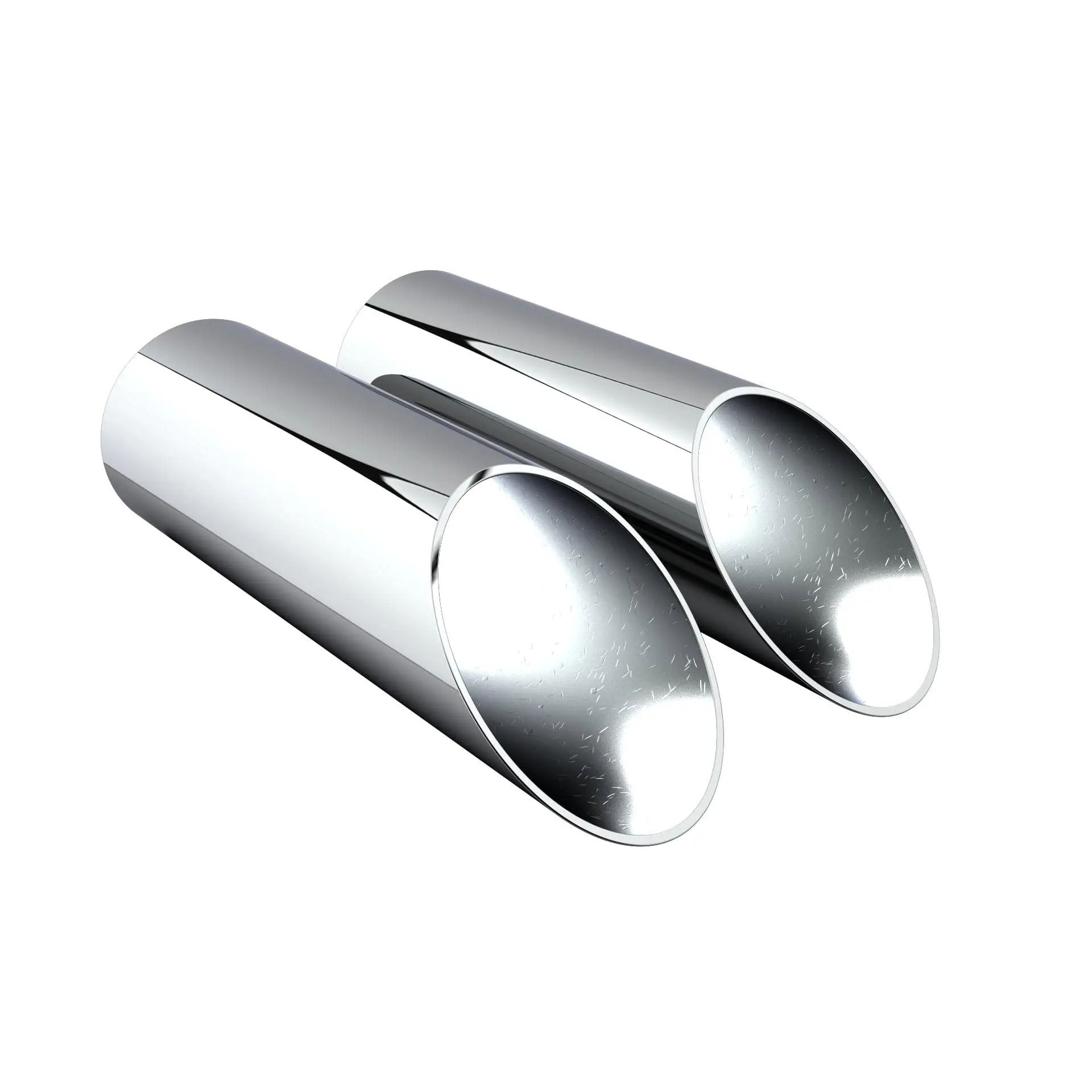 Chrome Exhaust Tips With Angled Pencil Cut And Turn-Down Design, 2.25 Inch Inner Diameter, 2.5 Inch Outer Diameter, 9 Inch
Chrome Exhaust Tips With Angled Pencil Cut And Turn-Down Design, 2.25 Inch Inner Diameter, 2.5 Inch Outer Diameter, 9 Inch