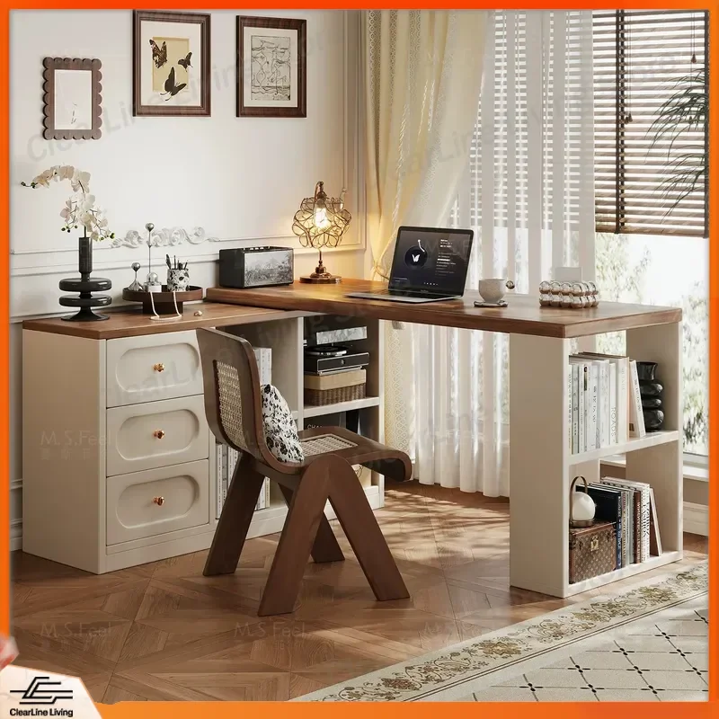 French Corner Desk Bookshelf Integrated Bedroom Dresser Computer Table Light Luxury High-End Solid Wood Study Table Home
French Corner Desk Bookshelf Integrated Bedroom Dresser Computer Table Light Luxury High-End Solid Wood Study Table Home