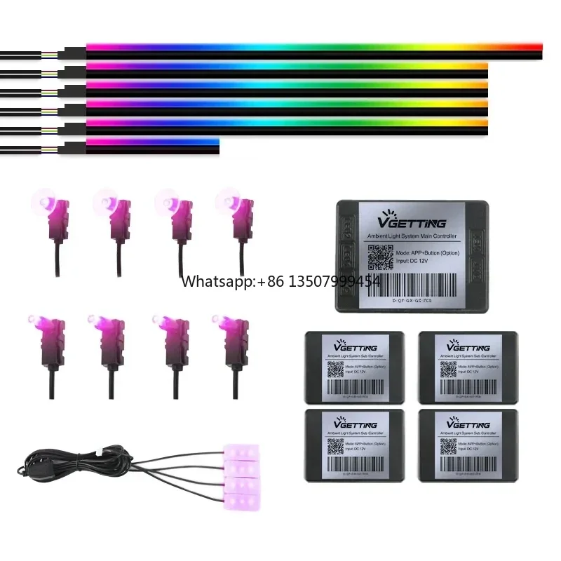 Universal 18 in 1 Dual Zone 64 Color Car Ambient Lighting Kit RGB Neon LED Acrylic Light Strip Interior Atmosphere Lamp With APP
Universal 18 in 1 Dual Zone 64 Color Car Ambient Lighting Kit RGB Neon LED Acrylic Light Strip Interior Atmosphere Lamp With APP