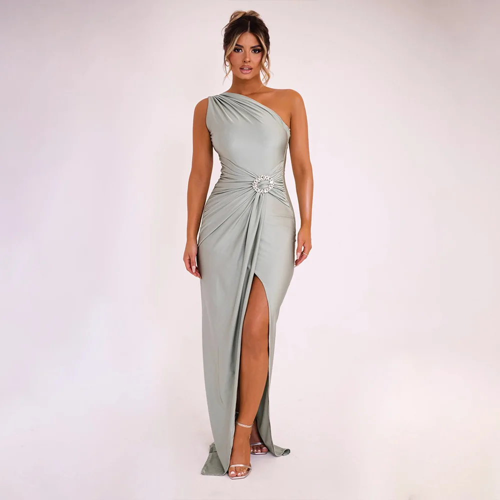 Sexy Fashionable Slim Fit Long Dress Single Shoulder Sleeveless High Slit Summer New Arrival Women's Dress Polyester Fabric
Sexy Fashionable Slim Fit Long Dress Single Shoulder Sleeveless High Slit Summer New Arrival Women's Dress Polyester Fabric