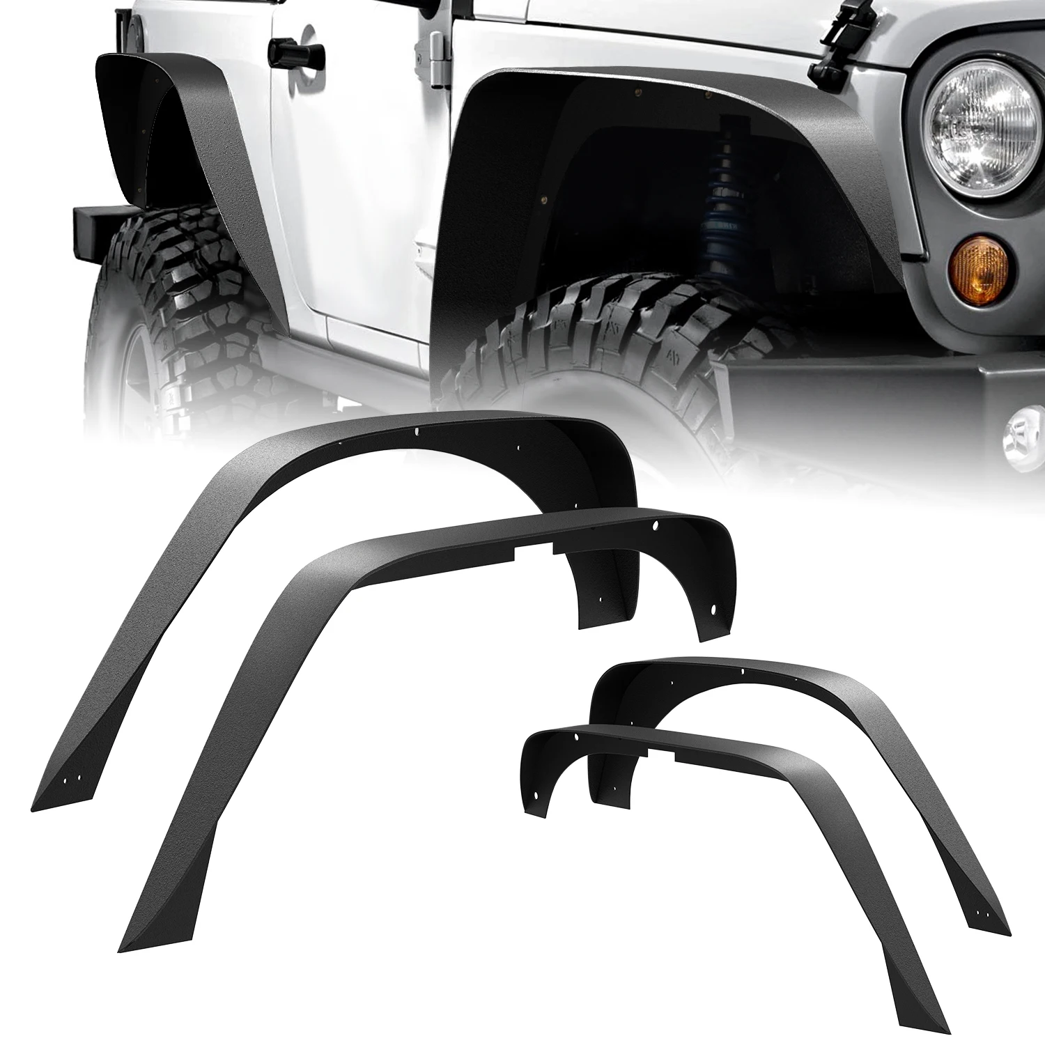 Nilight Off-Road Fender Flares Kit Compatible with 2007-2018 Wrangler JK (2/4 Doors) Heavy-Duty Solid Steel Black Textured Fenders for Unlimited JK Front & Rear Flat-4pcs(JK-63D)
Nilight Off-Road Fender Flares Kit Compatible with 2007-2018 Wrangler JK (2/4 Doors) Heavy-Duty Solid Steel Black Textured Fenders for Unlimited JK Front & Rear Flat-4pcs(JK-63D)