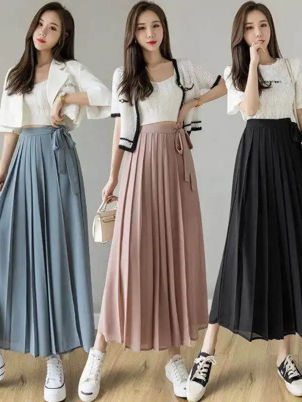 Korean Sle Summer Big Hem Skirt Trousers Pleated Cleanfit mid Waist PVC Fabric H pe Batwing ape Ciwalk Suitable
Korean Sle Summer Big Hem Skirt Trousers Pleated Cleanfit mid Waist PVC Fabric H pe Batwing ape Ciwalk Suitable