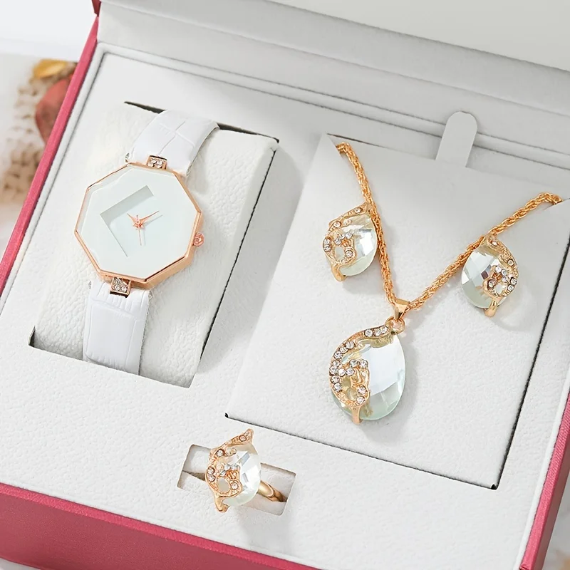 1 piece round quartz watch and 4 pieces fancy women's jewelry watch jewelry set
1 piece round quartz watch and 4 pieces fancy women's jewelry watch jewelry set