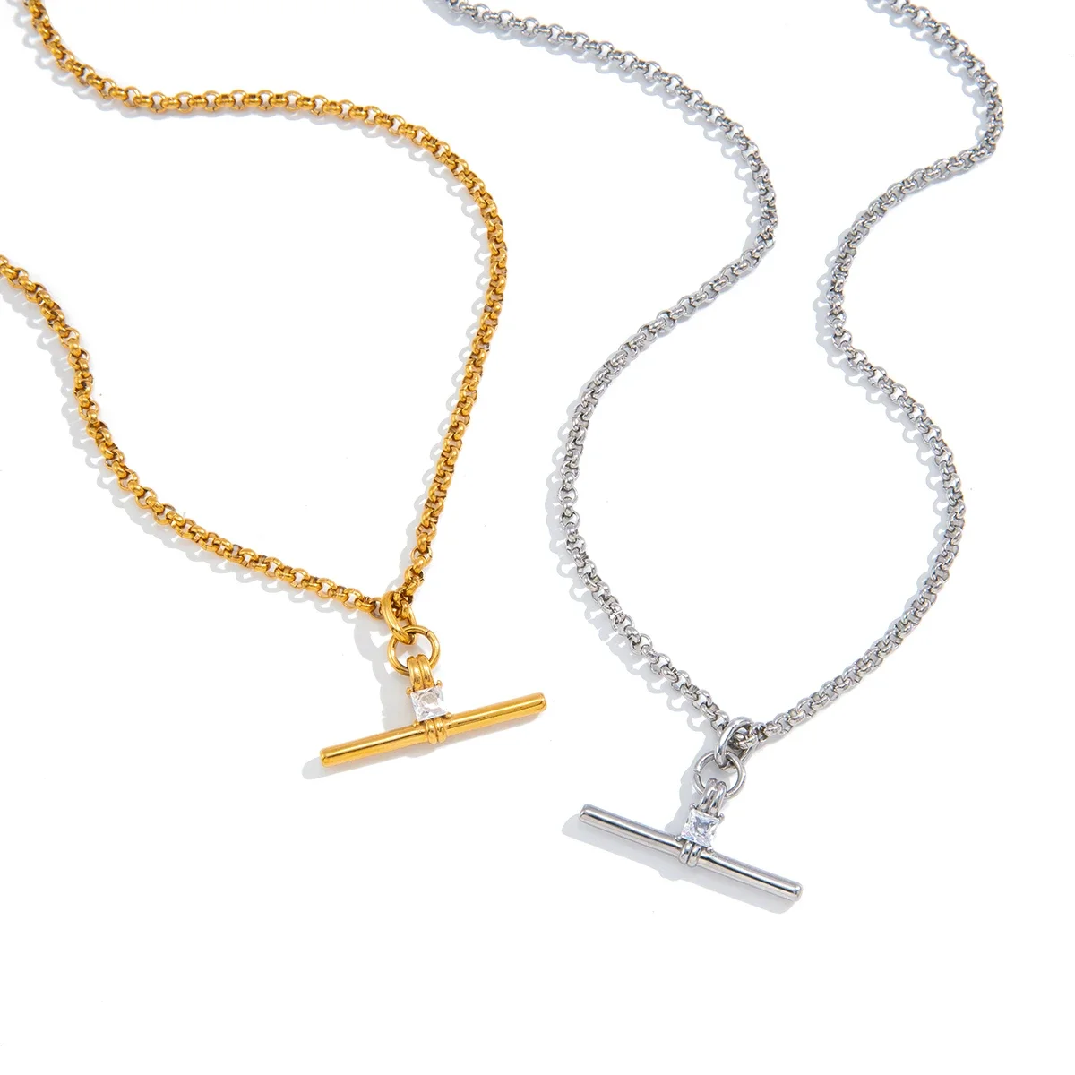 Square Zircon T Bar Pendant Necklace For Women Minimalist 18K Gold PVD Plated Stainless Steel Necklace Fashion Jewelry
Square Zircon T Bar Pendant Necklace For Women Minimalist 18K Gold PVD Plated Stainless Steel Necklace Fashion Jewelry