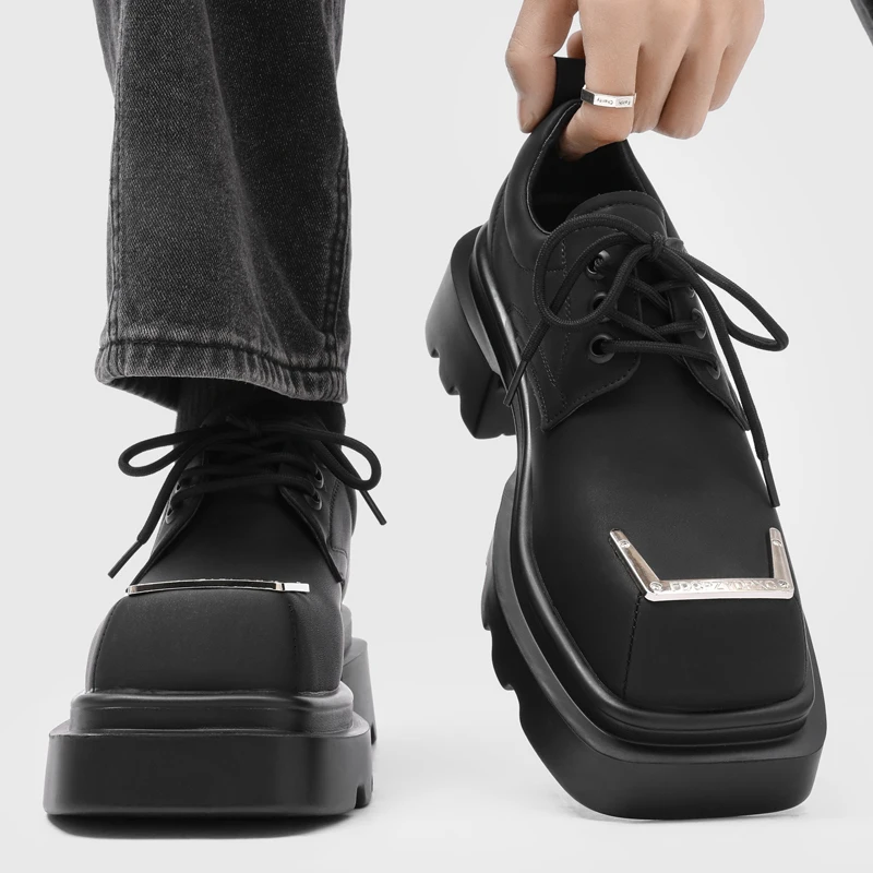 Men's Black Platform Derby Shoes with Metal Toe Cap, Thick Sole Height Increasing Formal Casual Leather Dress Shoes for Men 2026
Men's Black Platform Derby Shoes with Metal Toe Cap, Thick Sole Height Increasing Formal Casual Leather Dress Shoes for Men 2026