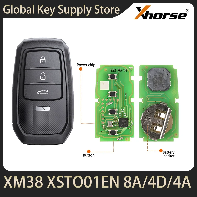 Универсальные ключи-пульты Xhorse XSTO01EN XM38, замена OEM-корпусов, программирование ключей ID4D8A/4A, инструмент Mini Key Tool Max Pro.
Универсальные ключи-пульты Xhorse XSTO01EN XM38, замена OEM-корпусов, программирование ключей ID4D8A/4A, инструмент Mini Key Tool Max Pro.