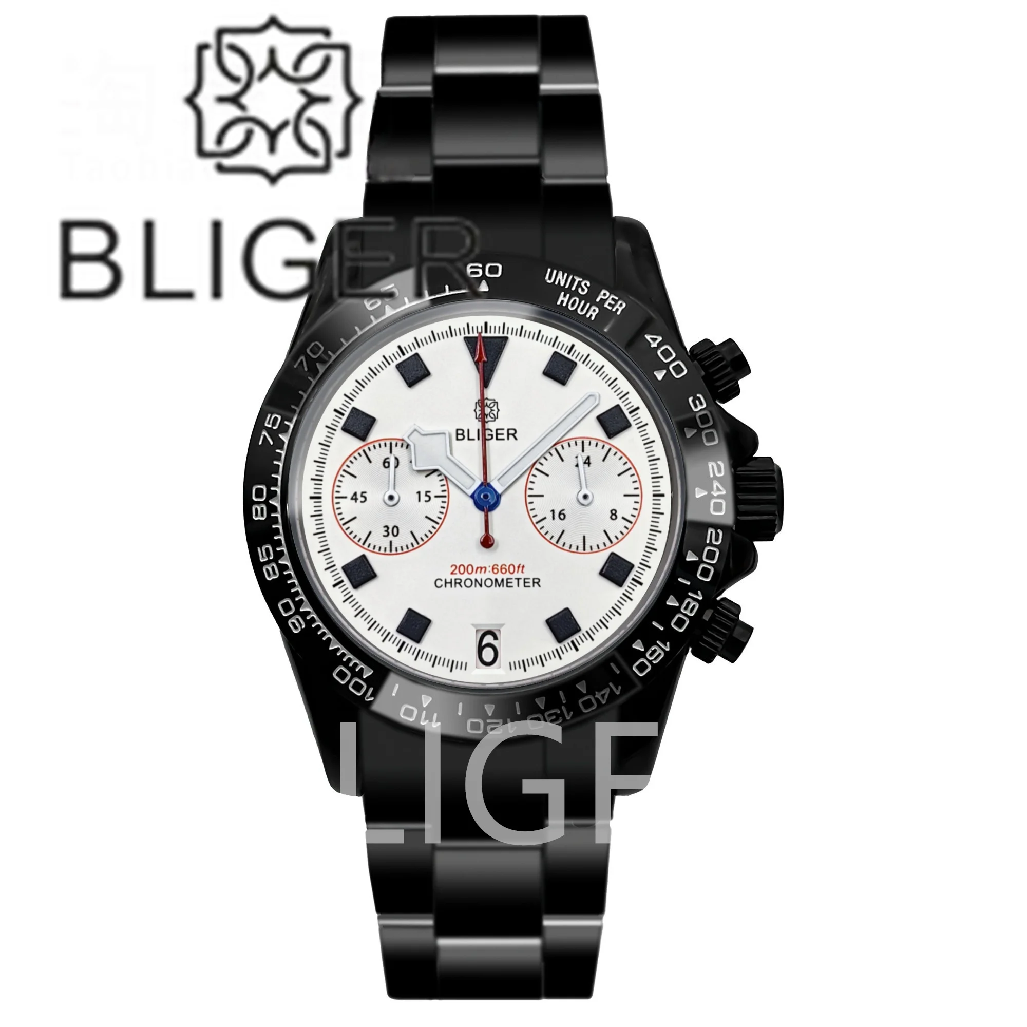 BLIGER 39 мм полностью черные кварцевые часы с хронографом VK64 для мужчин, керамический безель, сапфировое стекло V2FXD, белый циферблат, водонепроницаемые часы 6 часов
BLIGER 39 мм полностью черные кварцевые часы с хронографом VK64 для мужчин, керамический безель, сапфировое стекло V2FXD, белый циферблат, водонепроницаемые часы 6 часов