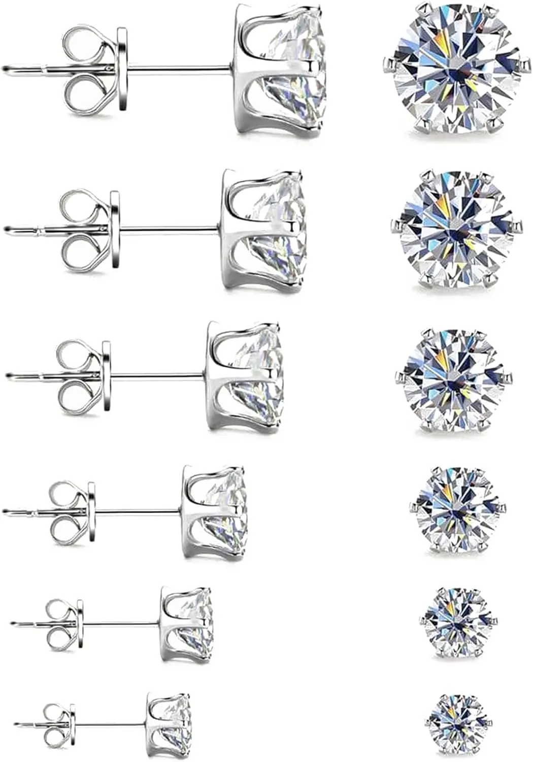 RENKE6 Pairs Stainless Steel Stud Earrings for Women Men, Hypoallergenic Silver Tone Cubic Zirconia
RENKE6 Pairs Stainless Steel Stud Earrings for Women Men, Hypoallergenic Silver Tone Cubic Zirconia