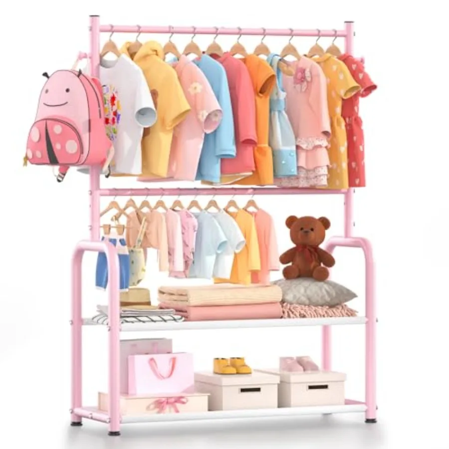 Clothing Rack with 2-Layer Storage Shelf and 2 Adjustable Hanging Rods Dress Up Rack for Hanging Clothes Dress up Storage for B
Clothing Rack with 2-Layer Storage Shelf and 2 Adjustable Hanging Rods Dress Up Rack for Hanging Clothes Dress up Storage for B