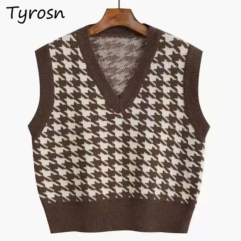 Sweater Vest Women Loose V-neck Plaid Retro Underwear Knitted Tops Korean Fashion Patchwork Sleeveless Sweaters Woman Streetwear
Sweater Vest Women Loose V-neck Plaid Retro Underwear Knitted Tops Korean Fashion Patchwork Sleeveless Sweaters Woman Streetwear