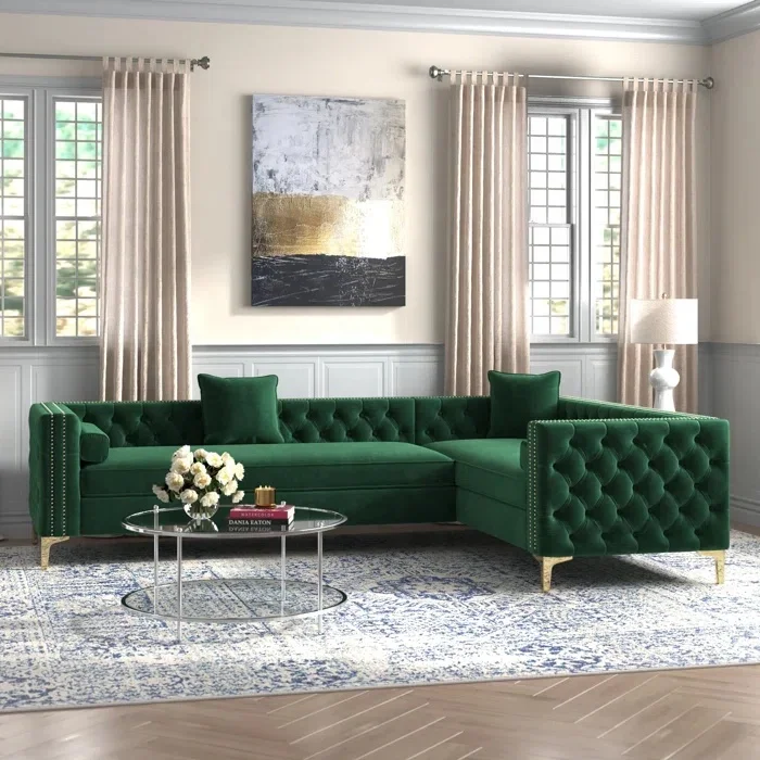 ag-Nordic Modern Green Modular Sectional Couch for Living Room Big Size Feather Chesterfield Sofa Bed Rectangle Shape Excellent@
ag-Nordic Modern Green Modular Sectional Couch for Living Room Big Size Feather Chesterfield Sofa Bed Rectangle Shape Excellent@