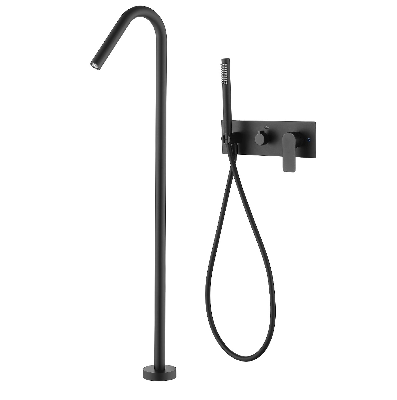 Matt Black Freestanding Floor Mounted Bathroom Shower Wall Mount Bathtub Faucet Mixer Set With Handheld Shower
Matt Black Freestanding Floor Mounted Bathroom Shower Wall Mount Bathtub Faucet Mixer Set With Handheld Shower