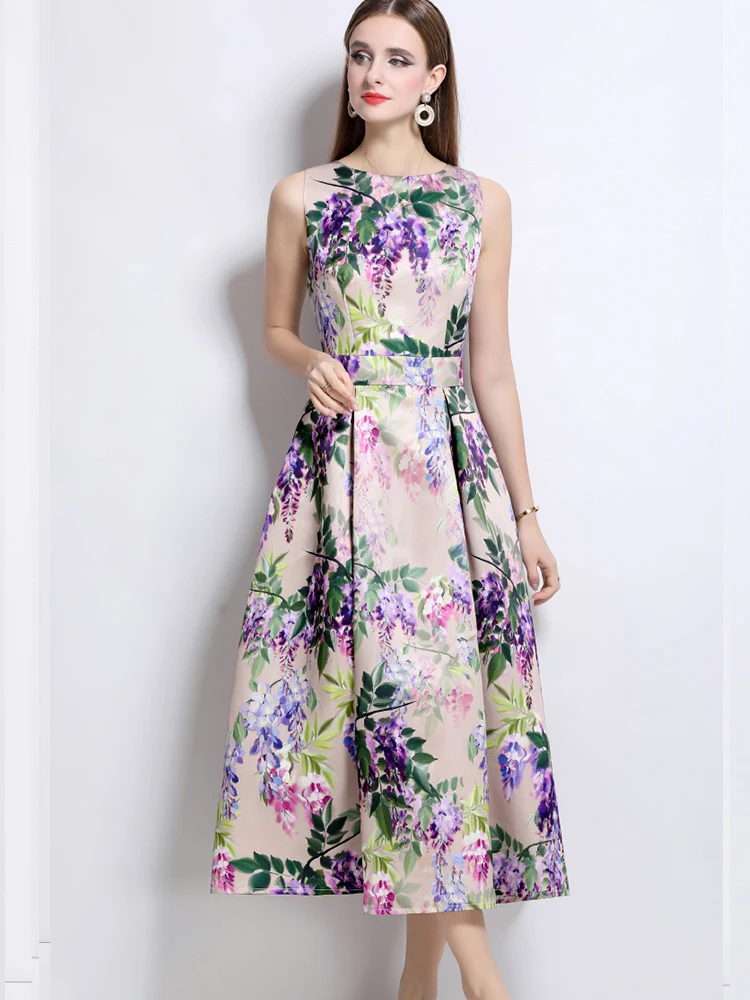 Elegant Printed Round Neck Slim Fit Vest Dress 2025 New Fashionable Summer Women'S Clothing
Elegant Printed Round Neck Slim Fit Vest Dress 2025 New Fashionable Summer Women'S Clothing