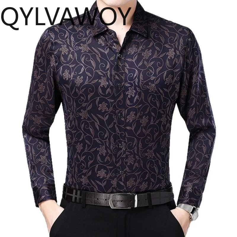 QYLVAWOY Spring Summer Long Sleeve Shirt 92.5% Mulberry Silk Men's Shirts High-end Printed Man Shirt Stylish Tops Chemise Hommes
QYLVAWOY Spring Summer Long Sleeve Shirt 92.5% Mulberry Silk Men's Shirts High-end Printed Man Shirt Stylish Tops Chemise Hommes
