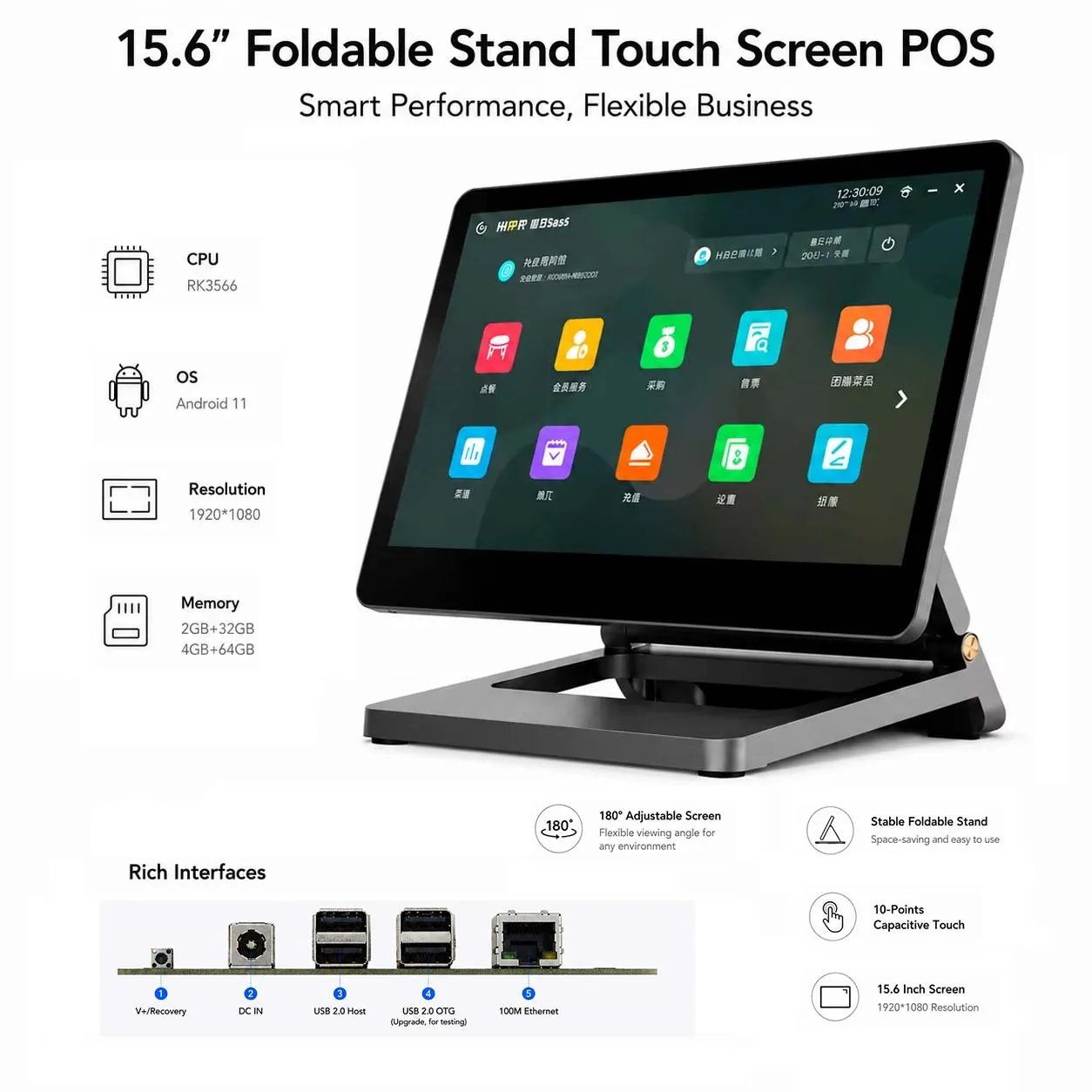Android 11 Cash Register 6-core CPU, 15.6 Inch 4G+64G Touch POS with 1920*1080P Screen Restaurant POS Ordering Kiosk Shopify PO
Android 11 Cash Register 6-core CPU, 15.6 Inch 4G+64G Touch POS with 1920*1080P Screen Restaurant POS Ordering Kiosk Shopify PO
