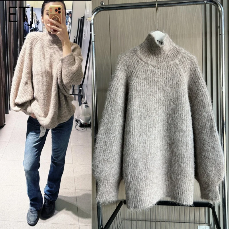 ETJ 2025 женский зимний новый элегантный нежный широкий свитер, мягкий на ощупь, с высоким воротником и длинными рукавами, с широкими рукавами
ETJ 2025 женский зимний новый элегантный нежный широкий свитер, мягкий на ощупь, с высоким воротником и длинными рукавами, с широкими рукавами