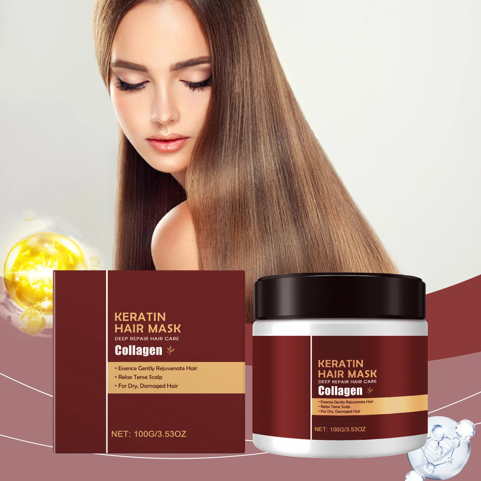 Repairing Hair Mask Reduce Frizzy Split Ends Improve Breakage Damage Nourish Scalp Smooth Brighten Soften Hair Keratin Essence
Repairing Hair Mask Reduce Frizzy Split Ends Improve Breakage Damage Nourish Scalp Smooth Brighten Soften Hair Keratin Essence