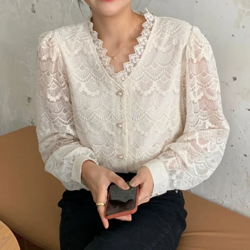 Spring Summer Lace Crochet Embroidery Women's Blouse 2025 New Long Sleeve V-neck Hollow Out Casual Loose Korean Shirt Female
Spring Summer Lace Crochet Embroidery Women's Blouse 2025 New Long Sleeve V-neck Hollow Out Casual Loose Korean Shirt Female