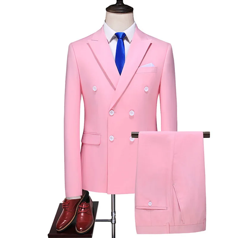 Hot selling men's wedding suit two piece double breasted custom solid color suit
Hot selling men's wedding suit two piece double breasted custom solid color suit