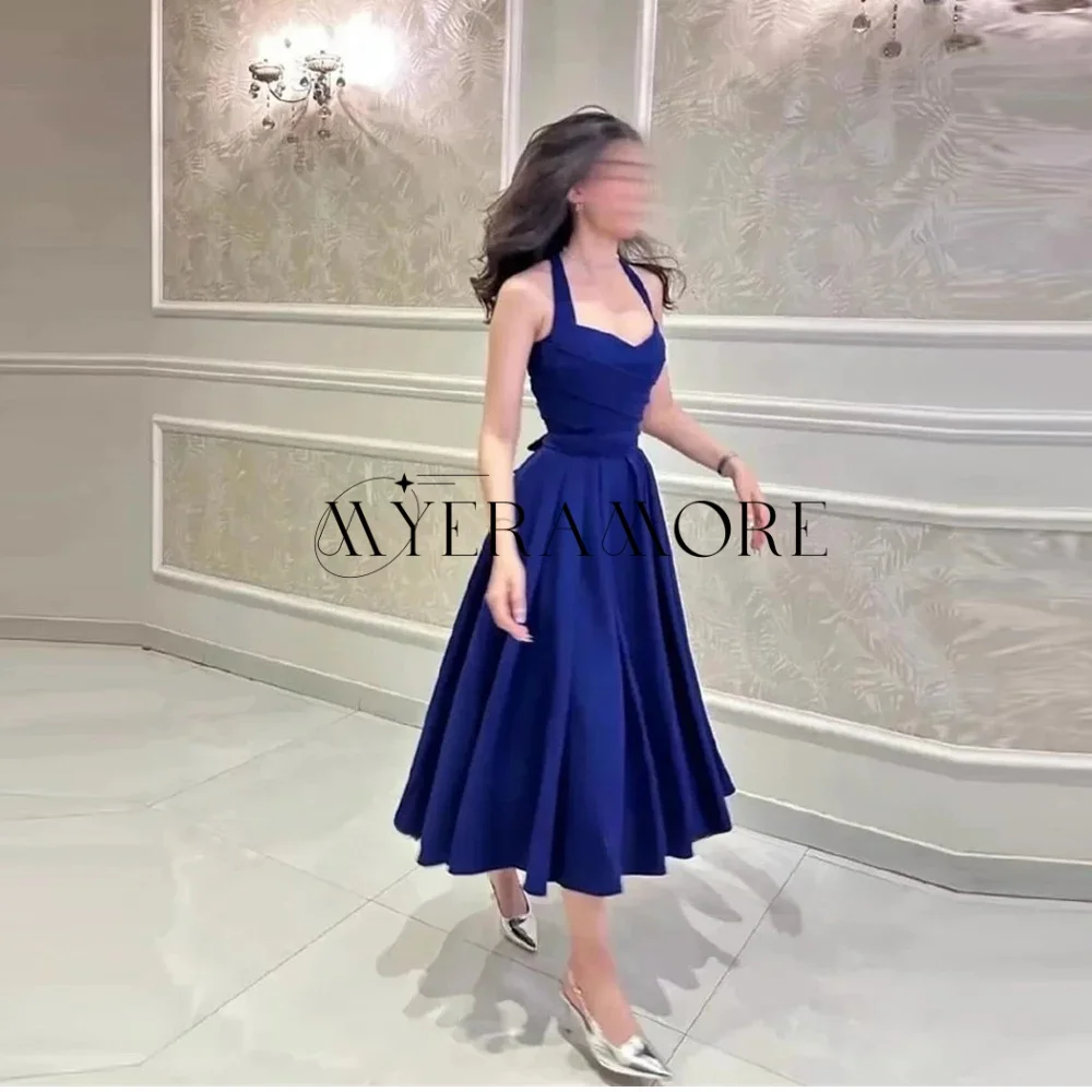 Simple Halter Square Neck Evening Dresses A-Line Tea-Lenght Pleat Party Prom Gowns Customized فساتين سهرة
Simple Halter Square Neck Evening Dresses A-Line Tea-Lenght Pleat Party Prom Gowns Customized فساتين سهرة