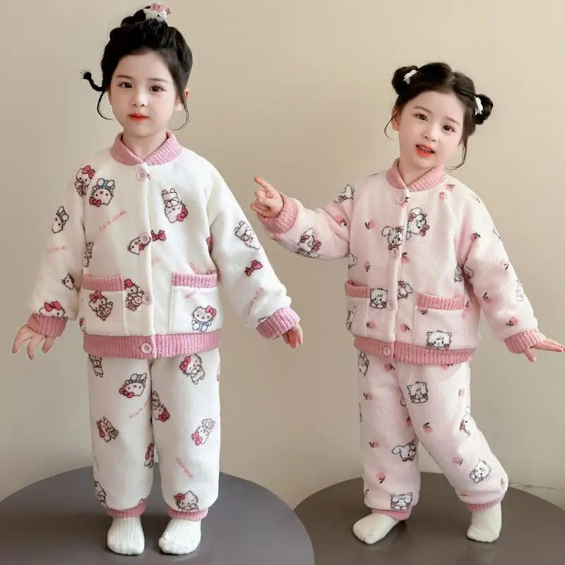 Hot Sanrio Girl Pajama Set Hello Kitty Kawaii Anime Fashion Winter Child Thicken Tops Long Pants Children's Clothing New Style
Hot Sanrio Girl Pajama Set Hello Kitty Kawaii Anime Fashion Winter Child Thicken Tops Long Pants Children's Clothing New Style
