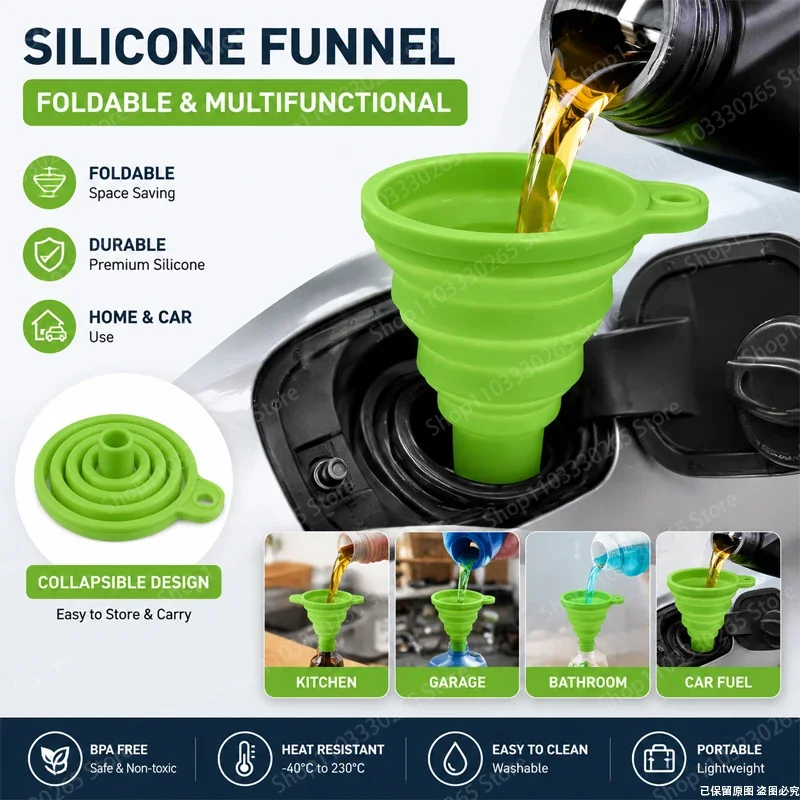 Collapsible Silicone Funnel, Foldable Heat-Resistant Kitchen & Car Fuel Funnel, Space-Saving for Multi-Use
Collapsible Silicone Funnel, Foldable Heat-Resistant Kitchen & Car Fuel Funnel, Space-Saving for Multi-Use