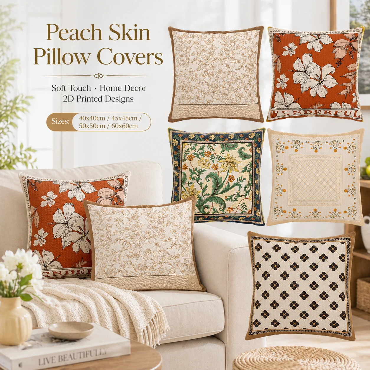 Vintage Floral Peach Skin Cushion Cover 2D Printed Throw Pillowcase for Sofa Living Room Spring Summer Home Decor 45x45 50x50
Vintage Floral Peach Skin Cushion Cover 2D Printed Throw Pillowcase for Sofa Living Room Spring Summer Home Decor 45x45 50x50