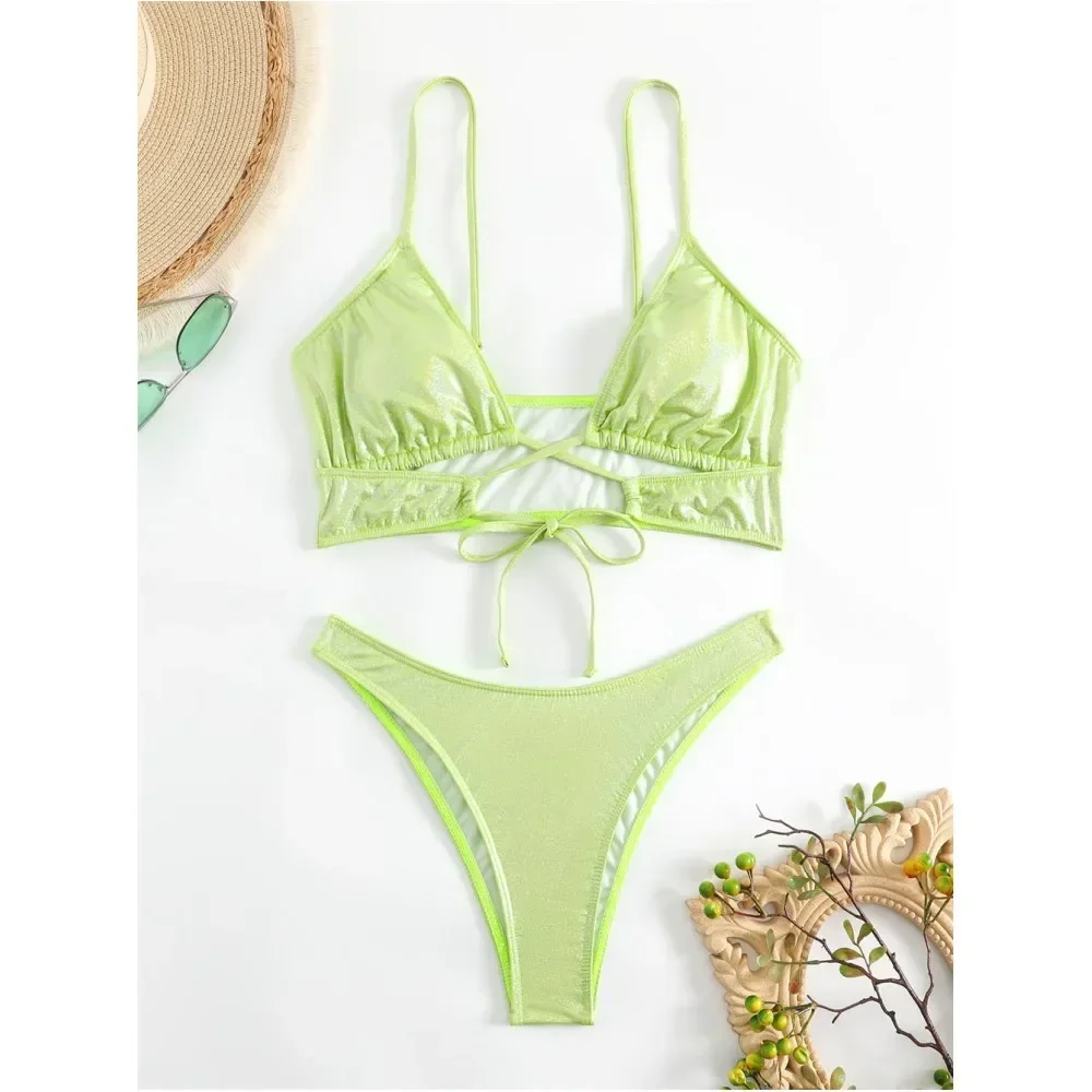 Shiny Green Bikini Drawstring Sling Swimsuit Hollow Out Swimwear Micro Tangas Two Piece Beach Women Bathing Suit Y2K Bikinis Set
Shiny Green Bikini Drawstring Sling Swimsuit Hollow Out Swimwear Micro Tangas Two Piece Beach Women Bathing Suit Y2K Bikinis Set