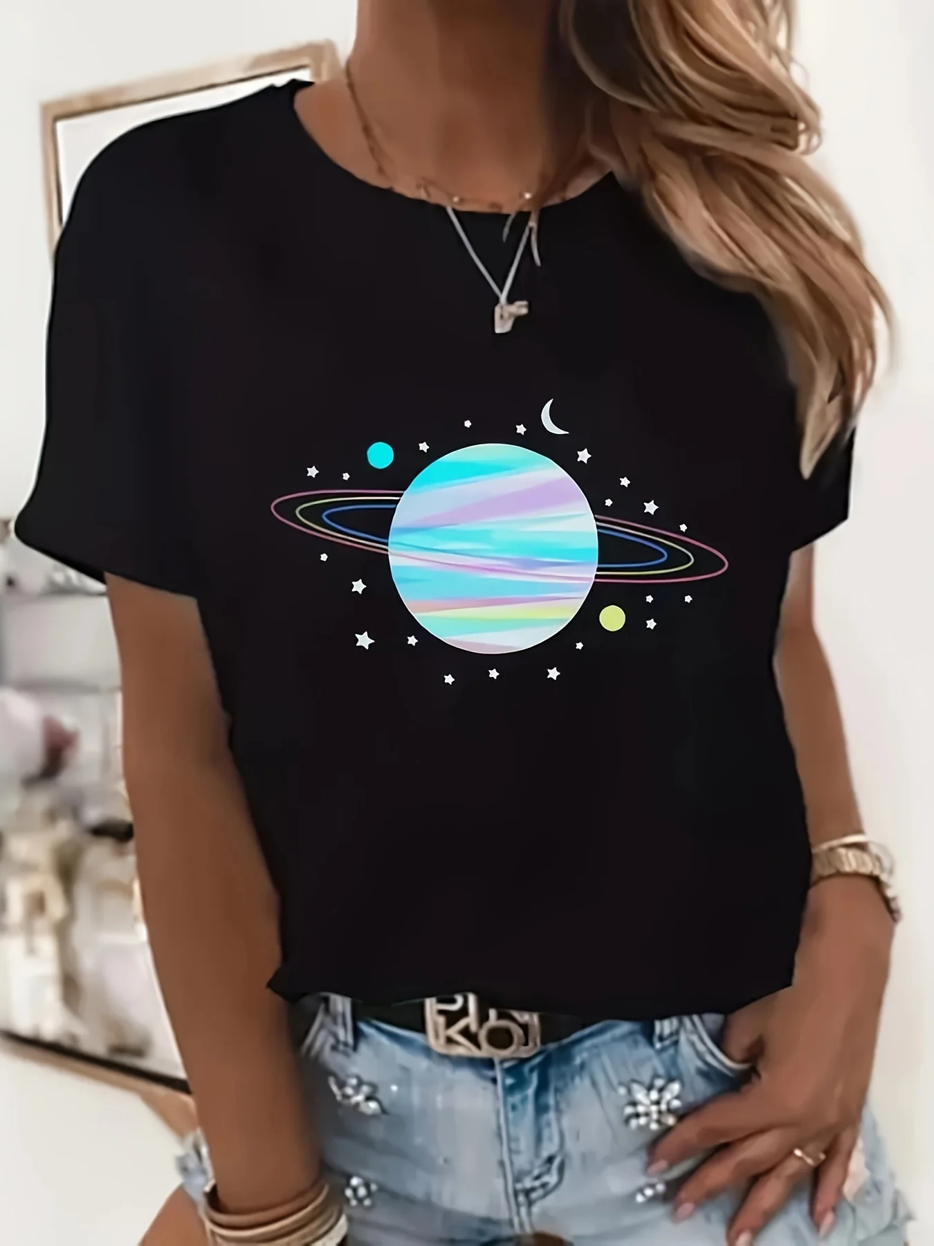 2026 New Cartoon Planet Pattern Printed Summer T-shirt Casual Women Short Sleeve Round Neck Women T-shirt Soft Summer Clothing
2026 New Cartoon Planet Pattern Printed Summer T-shirt Casual Women Short Sleeve Round Neck Women T-shirt Soft Summer Clothing
