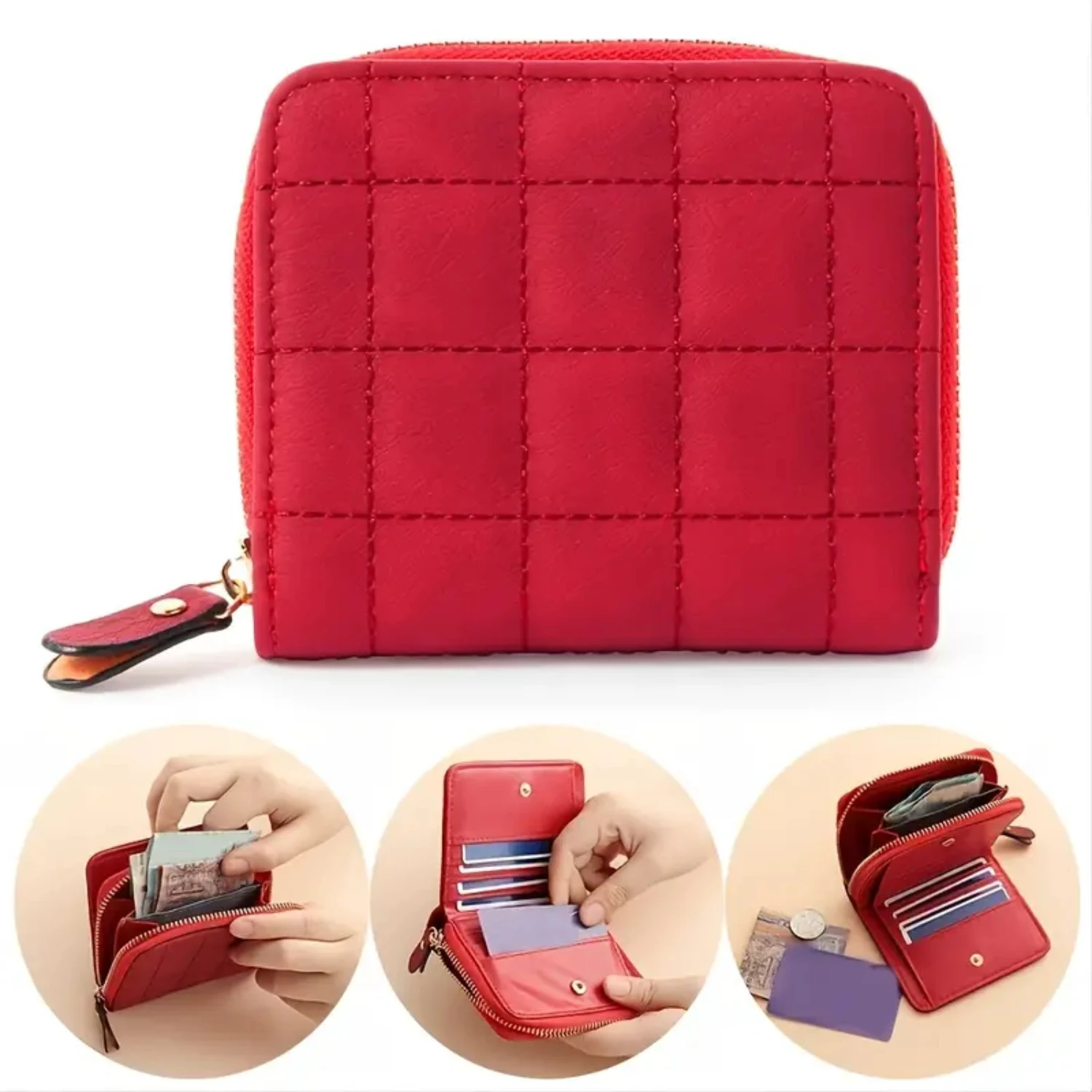 Elegant Design Quilted Faux Leather Women's Zipper Around Coin Purse with Card Holder for Casual Use - Stylish and Sophisticated
Elegant Design Quilted Faux Leather Women's Zipper Around Coin Purse with Card Holder for Casual Use - Stylish and Sophisticated