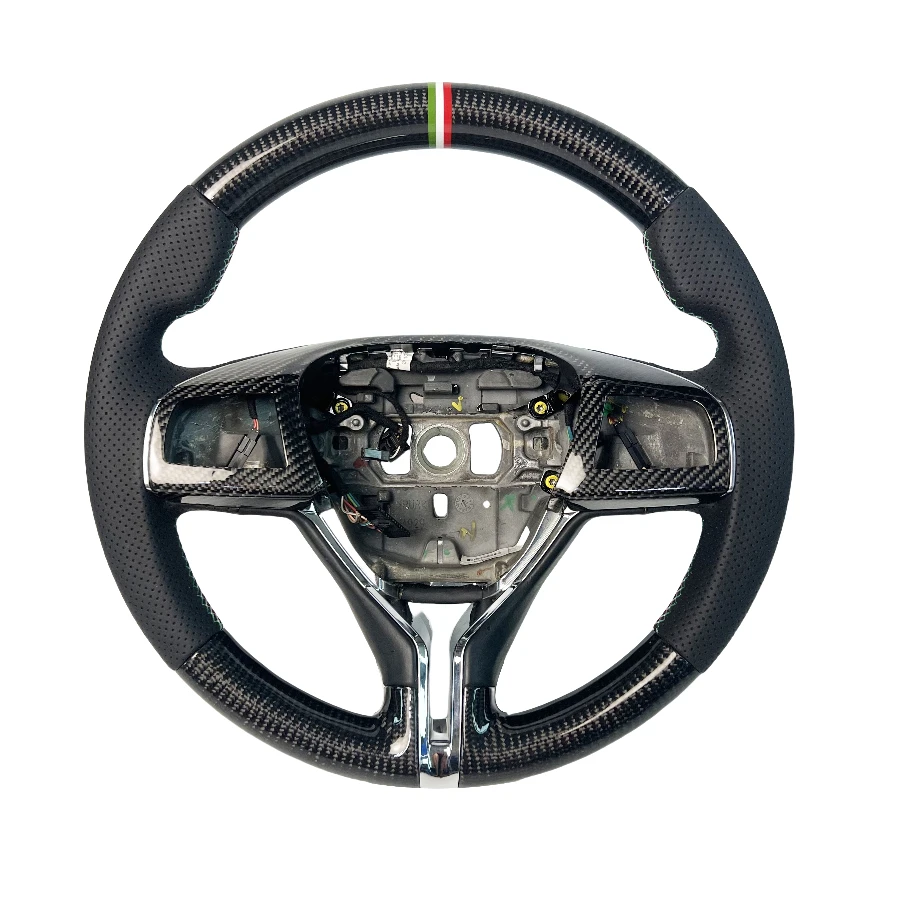 Sports Racing Steering Wheel Black Carbon Fiber White Stitching Custom Steering Wheel for Maserati Ghibli 2013-2016 2017-2022
Sports Racing Steering Wheel Black Carbon Fiber White Stitching Custom Steering Wheel for Maserati Ghibli 2013-2016 2017-2022