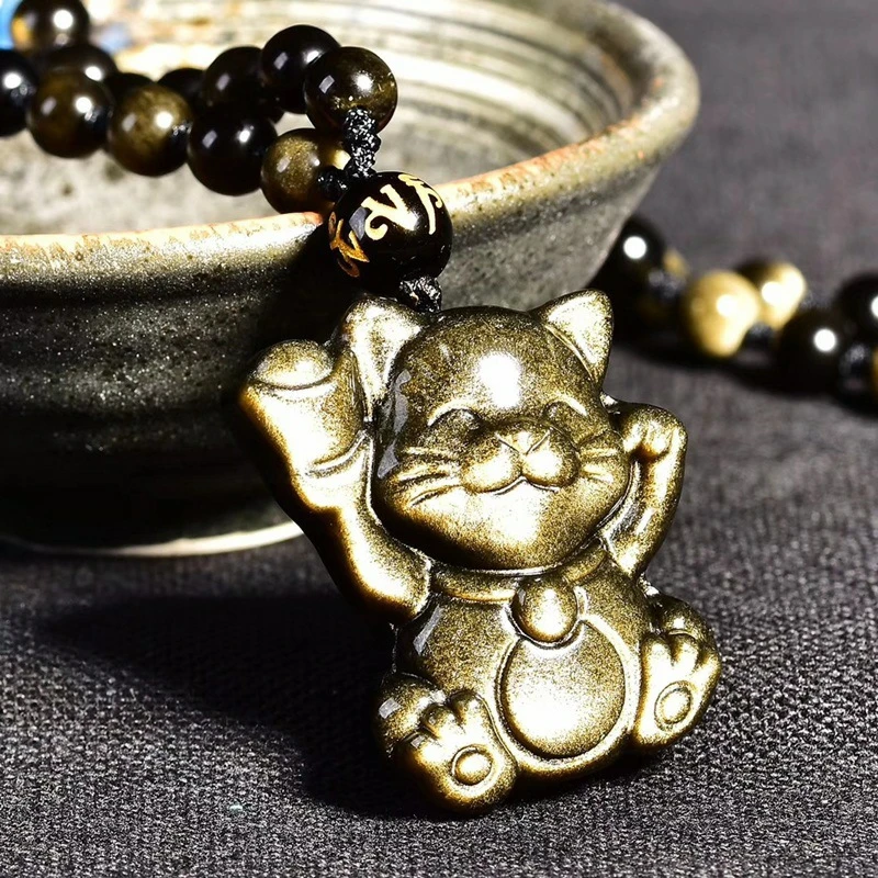 Natural Gold Obsidian Wealthy Cat Pendant Cat 31x22x7mm Natural Gold Obsidian Flash Light Necklace Jewelry AAAAA
Natural Gold Obsidian Wealthy Cat Pendant Cat 31x22x7mm Natural Gold Obsidian Flash Light Necklace Jewelry AAAAA