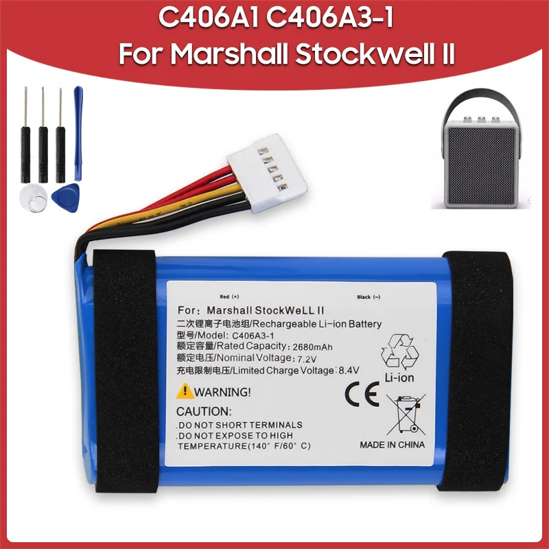 2600mAh Battery C406A1 For Marshall Stockwell II Outdoor Bluetooth Speaker C406A3-1 Rechargable Batteries
2600mAh Battery C406A1 For Marshall Stockwell II Outdoor Bluetooth Speaker C406A3-1 Rechargable Batteries